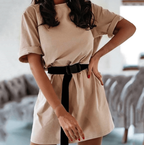 Casual solid color fashion dress - MRSLM