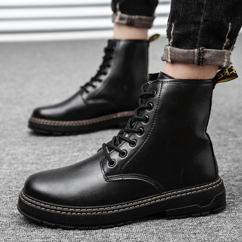 Men's casual PU leather thick-sole boots, view 5 - MRSLM